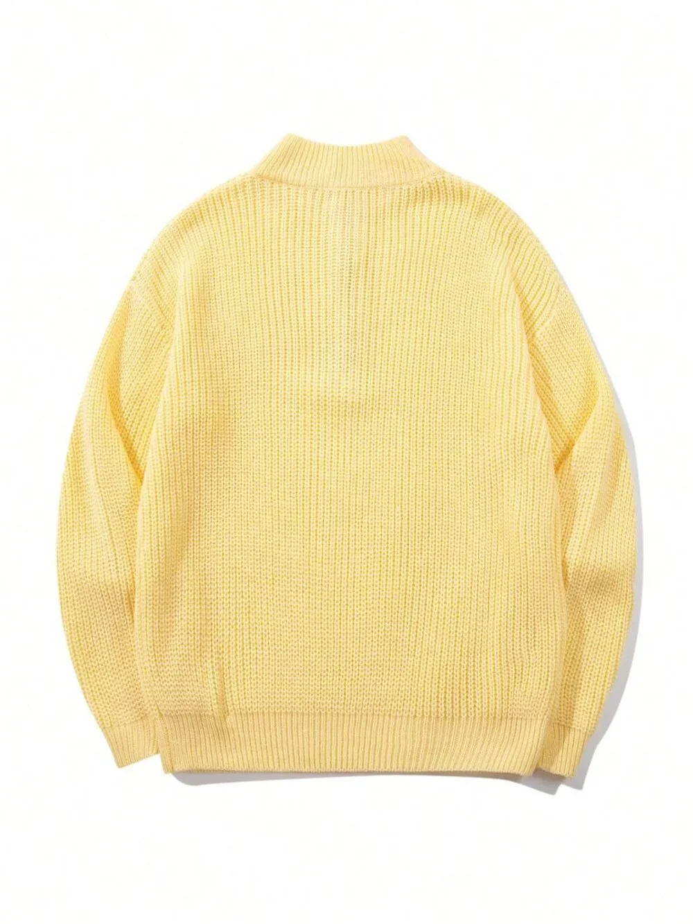 Yellow Women's Casual Ribbed Long Sleeve Sweater